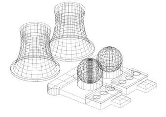 Nuclear power plant Architect blueprint - isolated