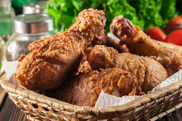 Breaded crispy fried kentucky chicken drumctick