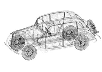 Classic Car Architect blueprint - isolated