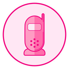 Baby monitor. Pink baby icon on a white background, line art vector design.