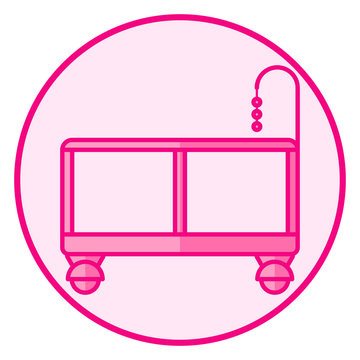 recommend clip art: Playpen. Pink baby icon on a white background, line art vector design.