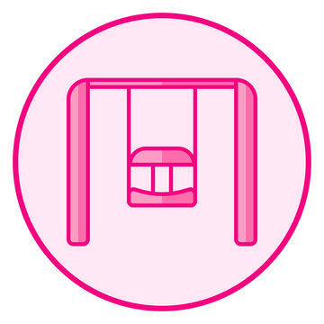 recommend clip art: Swing. Pink baby icon on a white background, line art vector design.