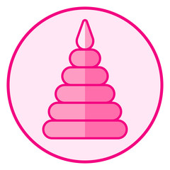 Pyramid. Pink baby icon on a white background, line art vector design.