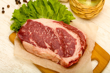 Rib eye raw steak