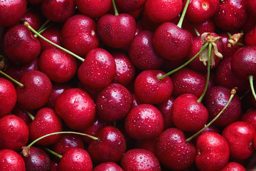 Full Frame Shot Of Wet Cherries