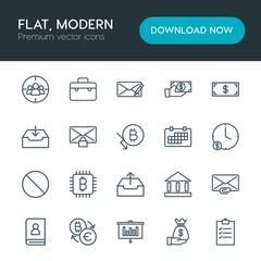 Modern Simple Set of business, money, email Vector outline Icons. Contains such Icons as  graph,  work,  report,  money,  digital, portfolio and more on white background. Fully Editable. Pixel Perfect