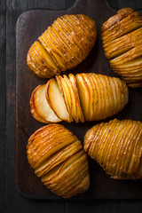 Young organic potatoes baked in the oven.