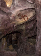 Maltravieso Cave replica with Neanderthals hand-prints, Caceres, Spain
