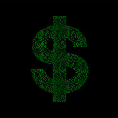 Abstract dollar sign of dots. Vector design
