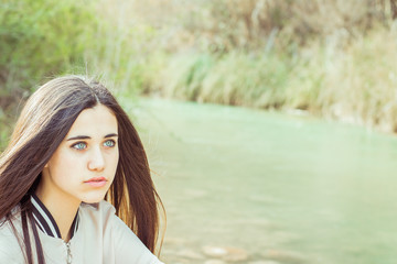 young woman with melancholy look