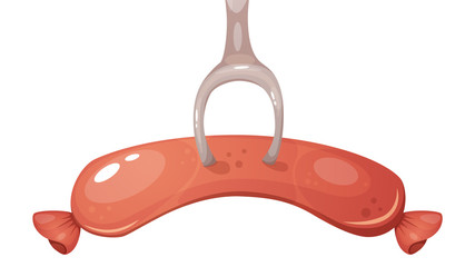 Cartoon sausage illustration on the white. Vector eps 10