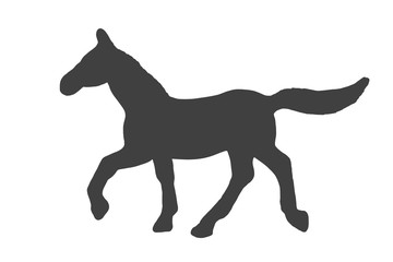 Fototapeta na wymiar Black silhouette of horse isolated on white background.