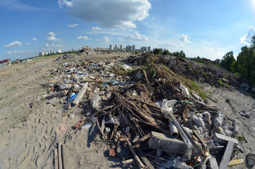 Obraz premium Ecology of Ukraine. Nature near Ukrainian capital.Environmental contamination. Illegal junk dump. 