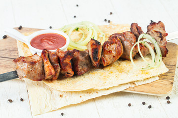 Grilled beef shashlic