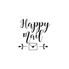 Happy mail lettering. Love letter with heart. Template for love cards and invitations. calligraphy vector illustration.