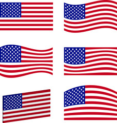 6 American Flag Designs - vector with basic design of the current flag is specified