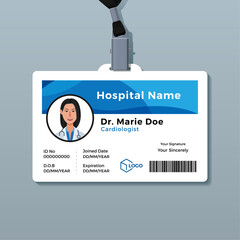 Doctor ID card. Medical identity badge template