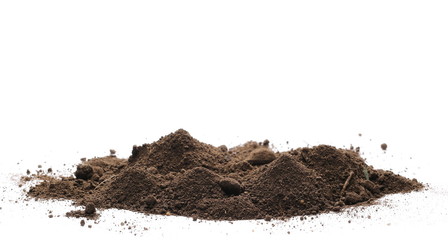 Pile of soil, dirt isolated on white background