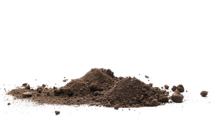 Pile of soil, dirt isolated on white background