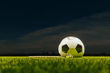 Photo sur Plexiglas Foot Football avec un sifflet sur gazon