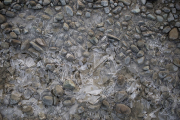Icy rocky beach