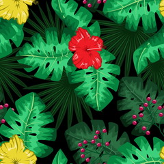 Exotic tropical nature environment repeating pattern background.