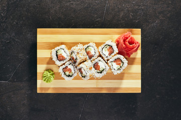 Roll made of Salmon, Cucumber and Cream Cheese inside