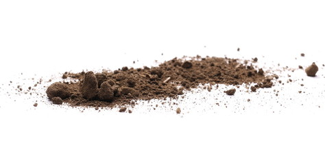 Fototapeta premium Pile of soil, dirt isolated on white background