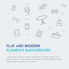 shopping, furniture, housekeeping outline vector icons and elements background concept on grey background.Multipurpose use on websites, presentations, brochures and more