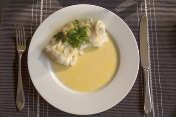 Turbot with wine sauce