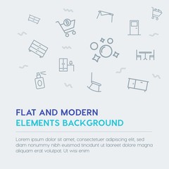 shopping, furniture, housekeeping outline vector icons and elements background concept on grey background.Multipurpose use on websites, presentations, brochures and more