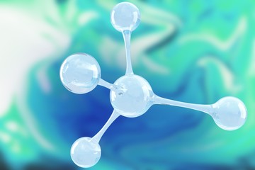 Composite image of abstract molecule model