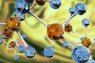 Composite image of abstract molecule model