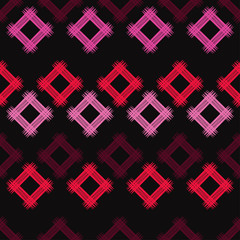 Seamless abstract geometric pattern. The texture of rhombus. Brushwork. Hand hatching. Scribble texture. Textile rapport.