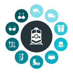 transports, industry, clothes Infographic Colorful fill Icons Set. Contains such Icons as  speed, hat,  holiday,  cotton,  warm, bra,  industrial,  fashion, gas and more. Fully Editable. Pixel Perfect