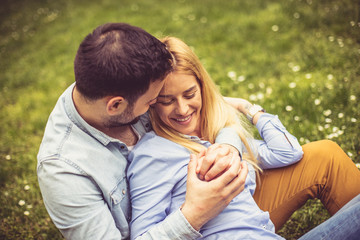 Couple in hug.