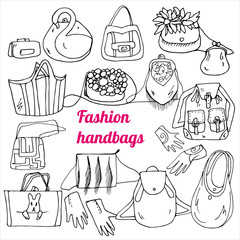 fashion handbags scetch vector 