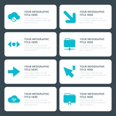Flat cloud and networking, arrows, folder, cursors infographic timeline template for presentations, advertising, annual reports