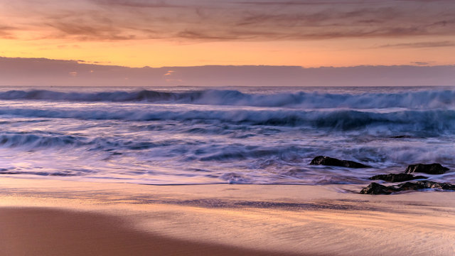 Dawn Seascape with Waves