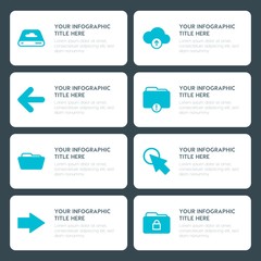 Flat cloud and networking, arrows, folder, cursors infographic timeline template for presentations, advertising, annual reports