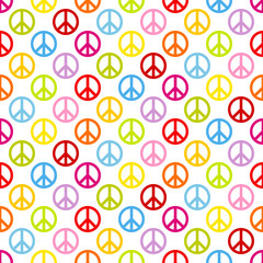 Seamless Pattern Peace Symbol Color