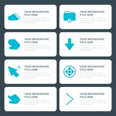 Flat cloud and networking, arrows, folder, cursors infographic timeline template for presentations, advertising, annual reports