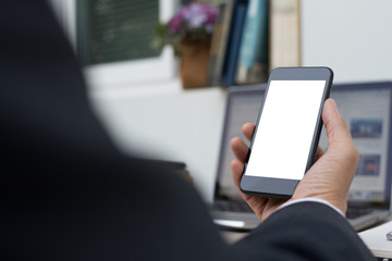 Businessman using mobile smart phone