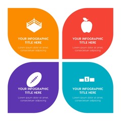 Flat food, hotel, sports, nature infographic timeline template with floral shape for presentations, advertising, annual reports