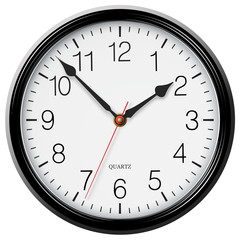Vector classic black round wall clock isolated