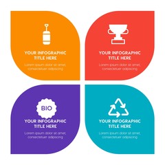 Flat food, hotel, sports, nature infographic timeline template with floral shape for presentations, advertising, annual reports