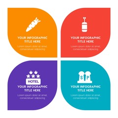 Flat food, hotel, sports, nature infographic timeline template with floral shape for presentations, advertising, annual reports