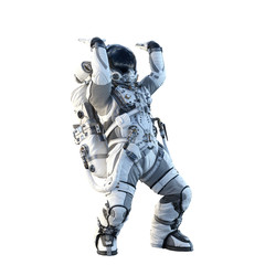 Astronaut on white. Mixed media