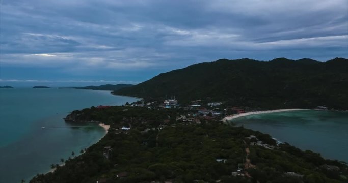 Overcast cloudy sunset timelipse,koh Phangan island,Thailand