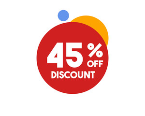 45 Discount Symbol Red Circle Design